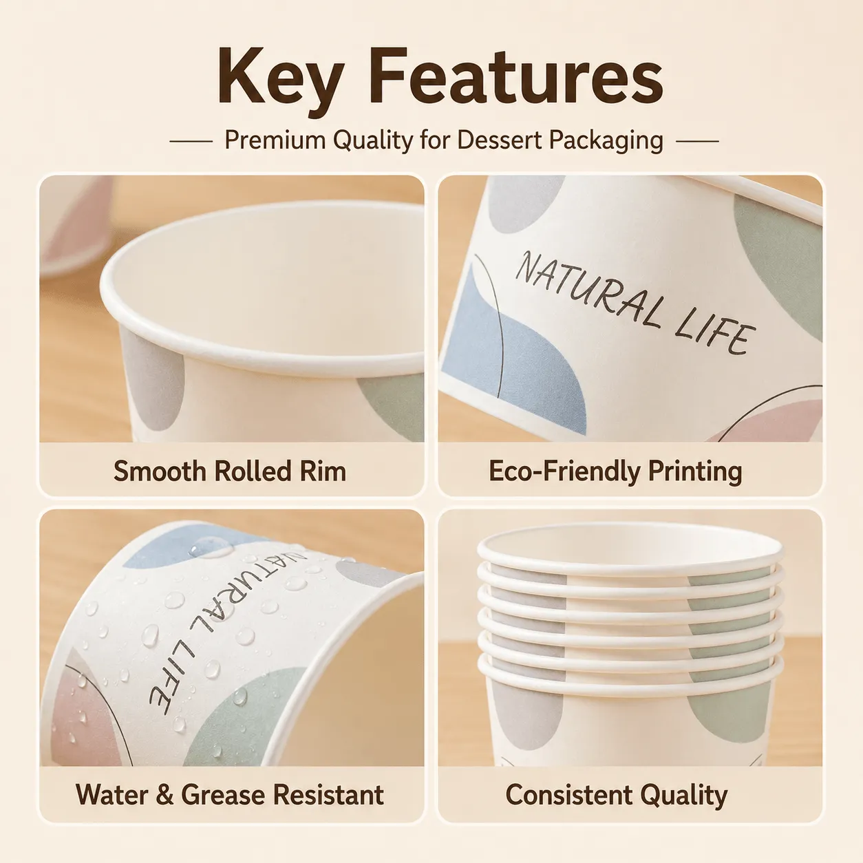 ice cream paper bowl multiple sizes 8oz 50oz options
