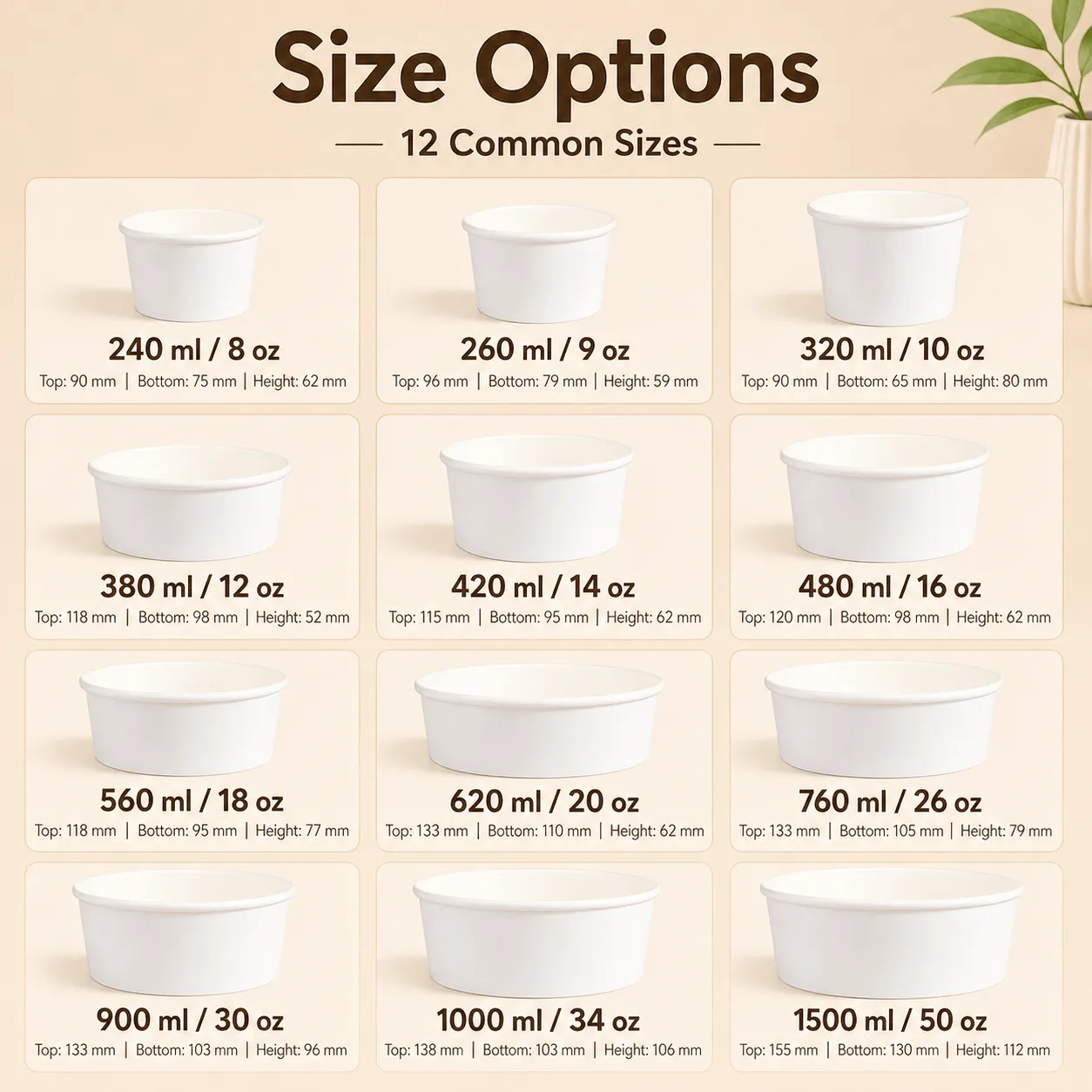 custom printed ice cream paper bowl size options 8oz to 50oz multiple capacities available