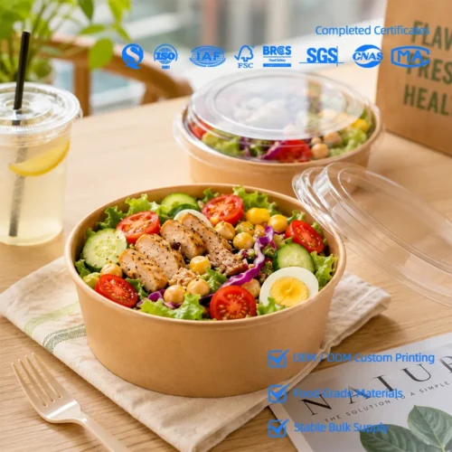salad bowls with PET lid for fresh salad takeaway packaging