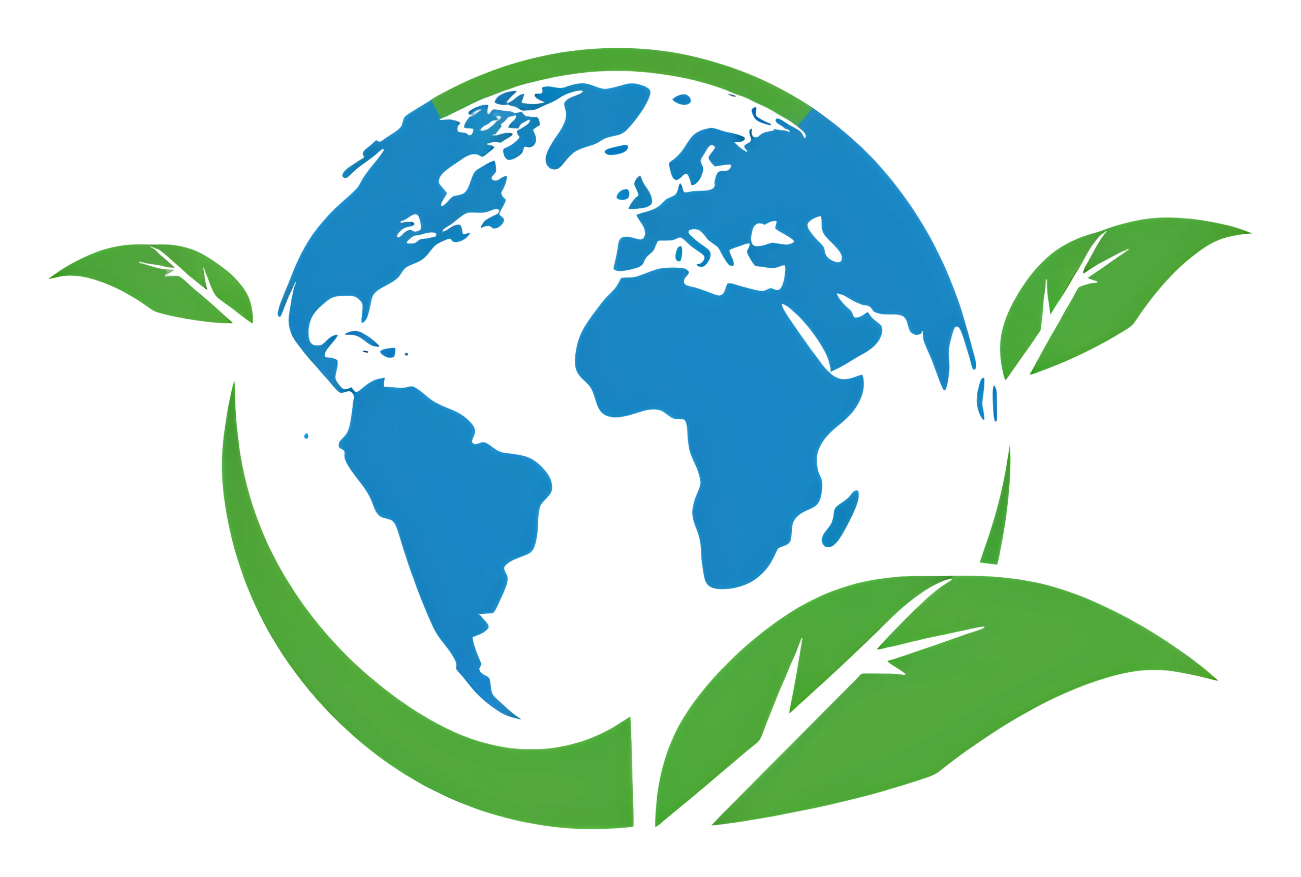 Eco-friendly packaging – blue earth globe with green leaves